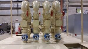 Large piping application mounted on base front view.