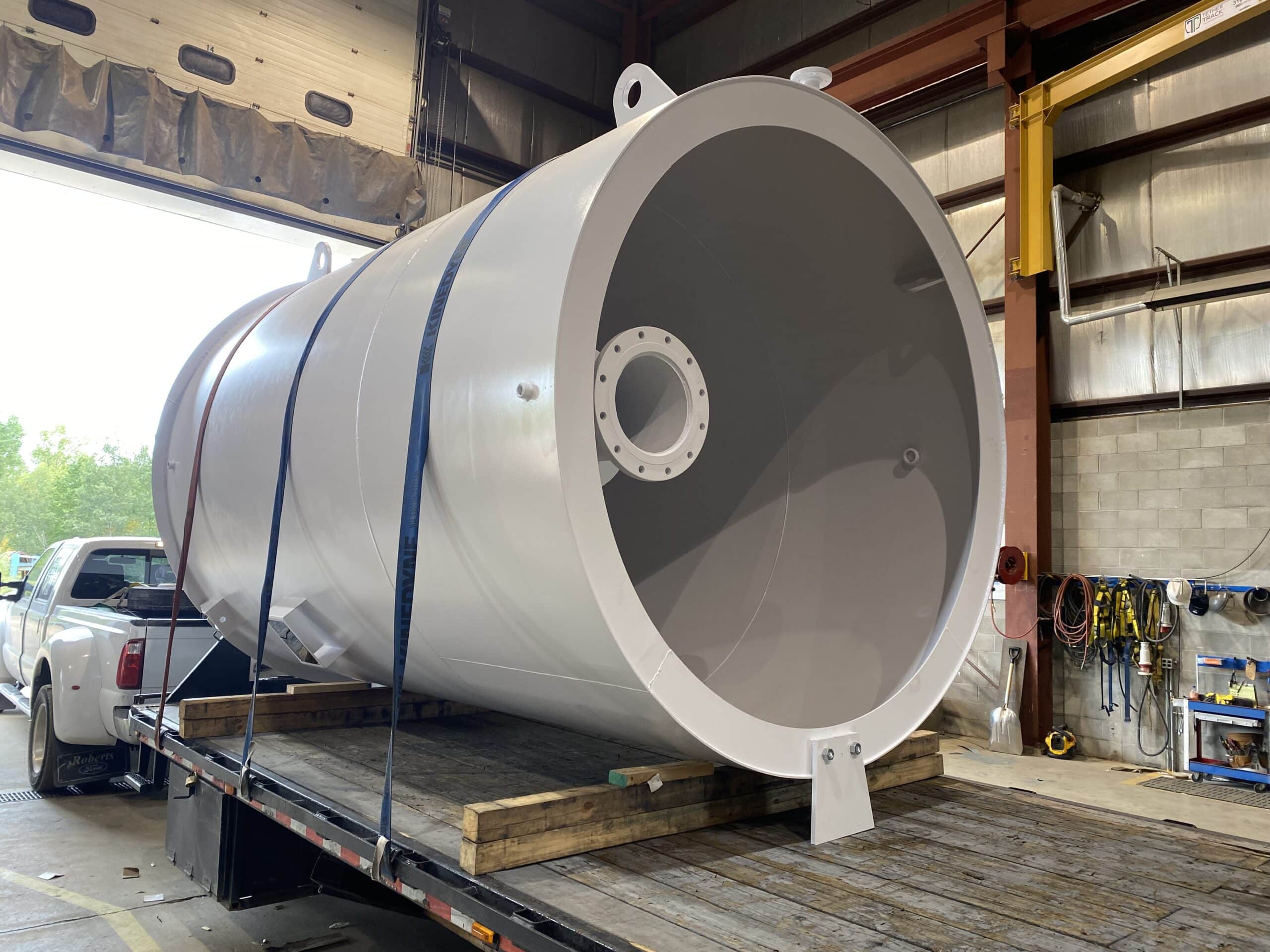 Cylindrical Sump Tank_2 Cylindrical Sump Tank loaded on truck for delivery.