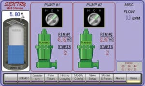 Web Station screen for SENTRY pump controller