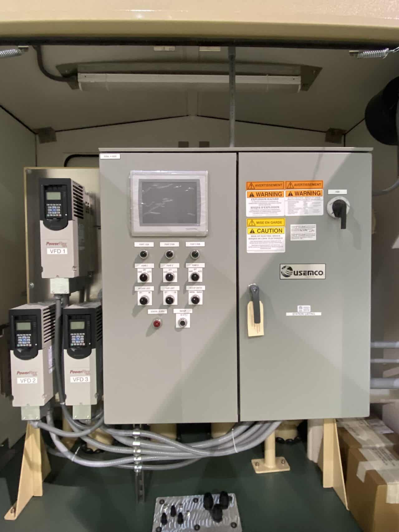 USEMCO packaged PumpMate controls USEMCO packaged above grade PumpMate lift station